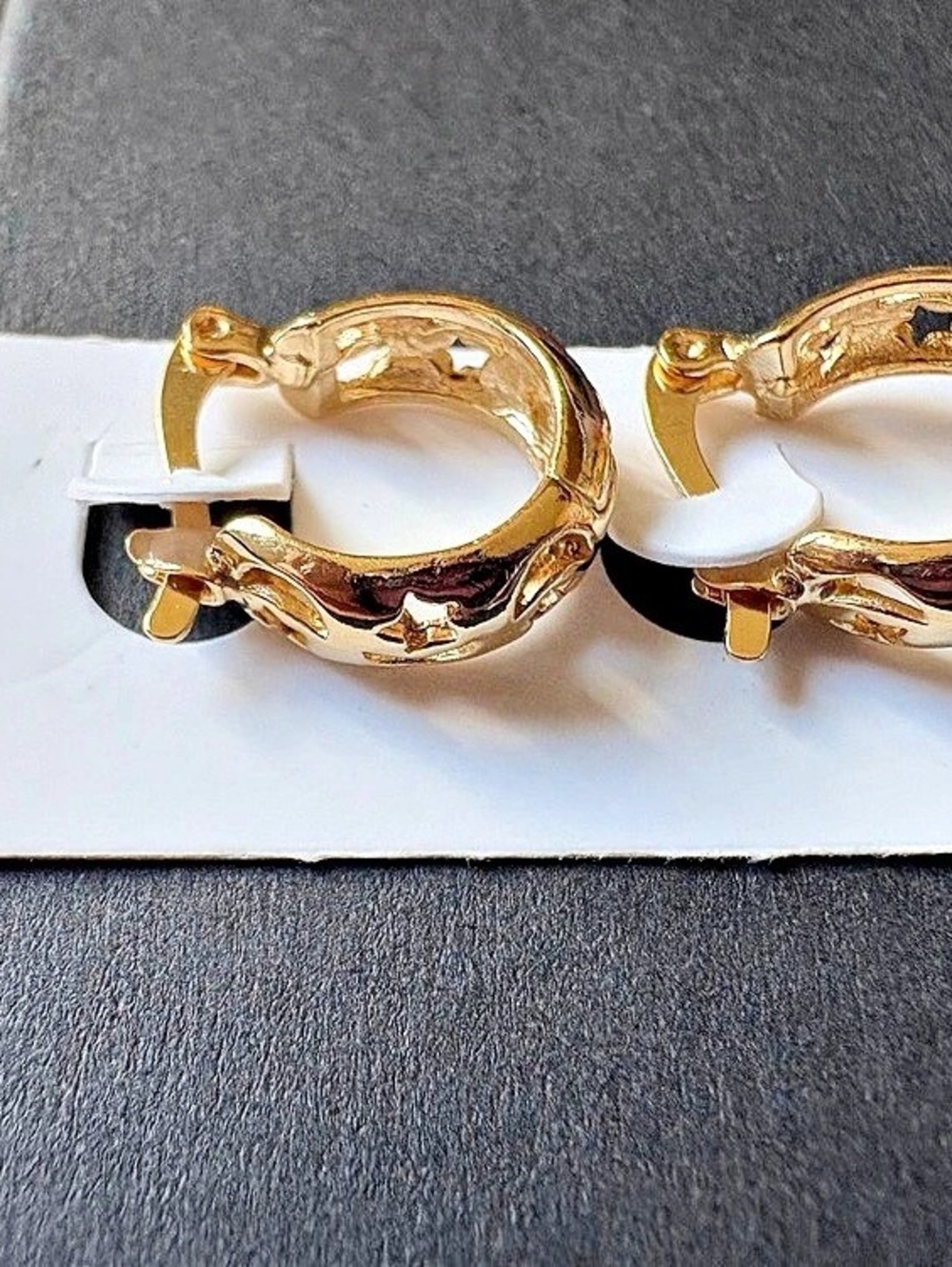 Gold Moon and Star Huggie Hoop Earrings NWOT